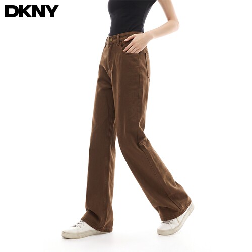 【100%棉】DKNY唐可娜儿美式微喇牛仔裤女秋季宽松直筒裤休闲长裤 - 图1