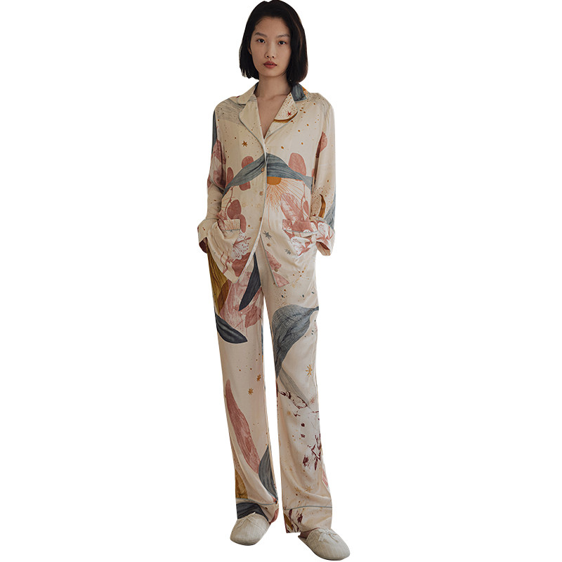 SELLYNEAR孕妇哺乳月子服家居服时尚米色花卉印花孕妇睡裤两件套,淘宝优惠券,粉丝福利购,淘宝优惠卷