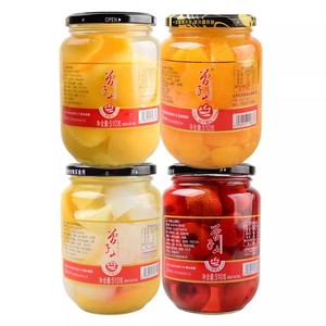 曾子山水果罐头黄桃罐头四瓶整箱草莓菠萝玻璃瓶装什锦椰果山楂