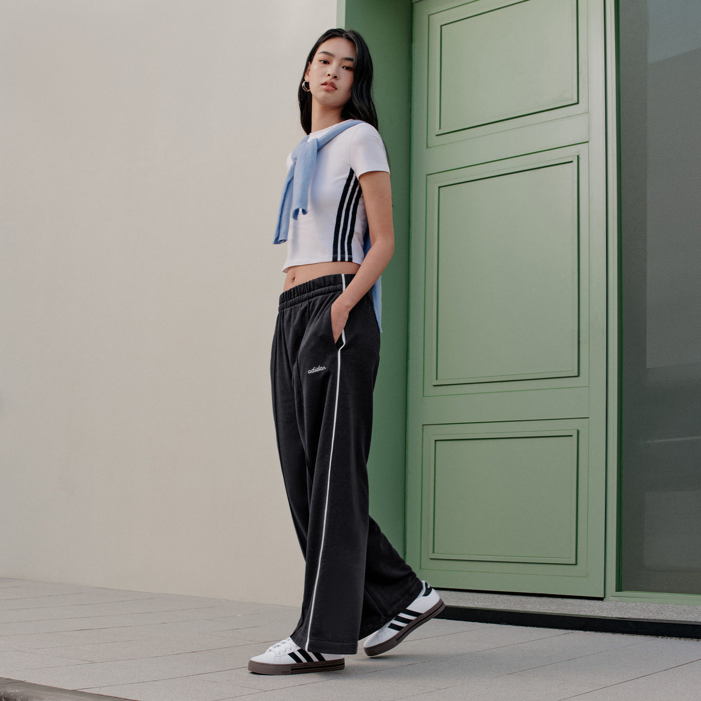 Adidas women's terrycloth high-waisted comfortable sweatpants