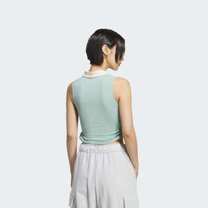 紧身短款翻领运动上衣自带胸垫背心女装夏季adidas阿迪达斯三叶草