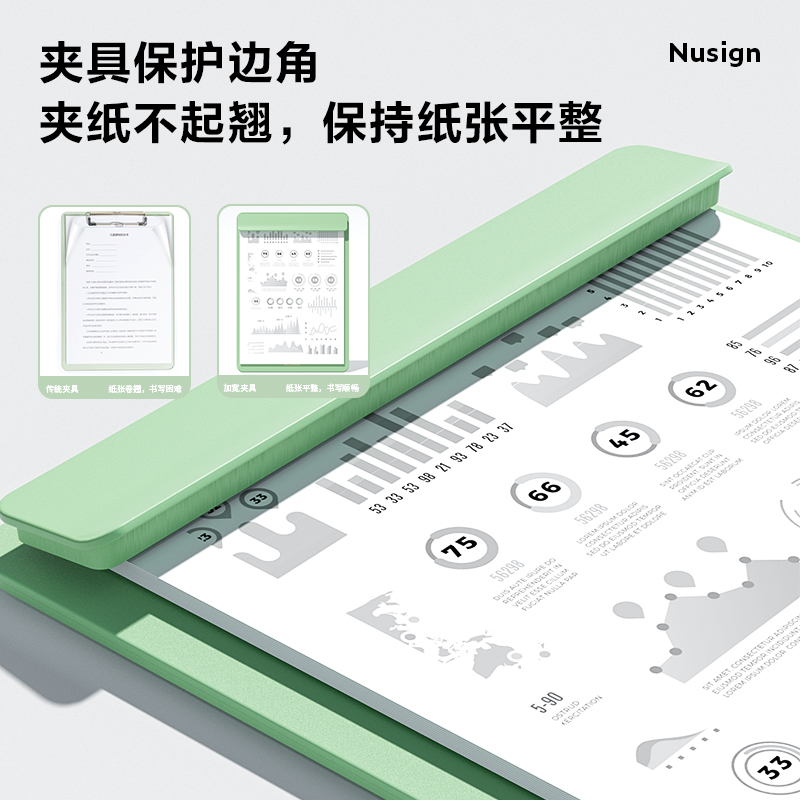 nusign纽赛站立式单板夹A4加宽板夹文件夹垫板学生用文具写字试卷 - 图1