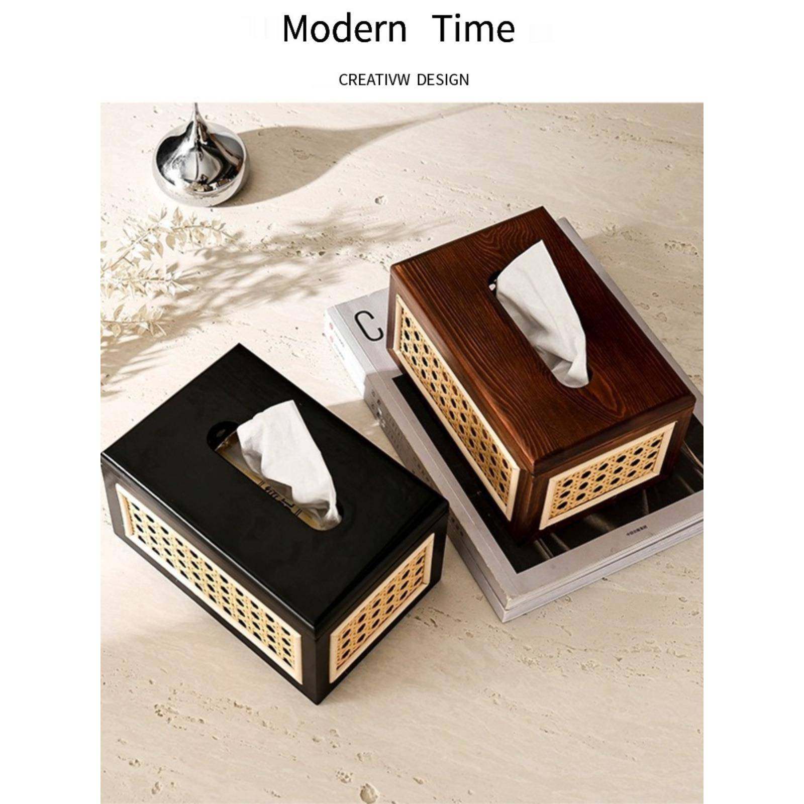 侘寂风复古竹编纸巾盒新中式实木抽纸盒客厅家用茶几桌面装饰摆件,淘宝优惠券,粉丝福利购,淘宝优惠卷