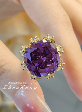 时尚重工豪镶干枯玫瑰戒指女奢华