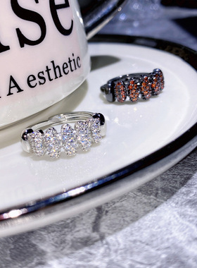 原设新品简约时尚错落镶钻指环女