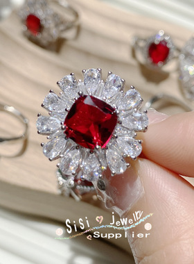 红宝石饰品高级感戒指女不掉色