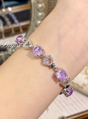 新款托帕石烟花切爱心手链时尚女