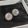 Rose cut brilliant three-dimensional flower zircon necklace earrings