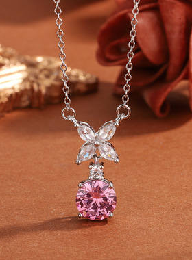 项链镀金粉钻蝴蝶公主日常款