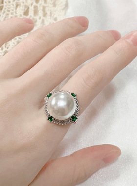 复古珍珠戒指女高级指环开口气质