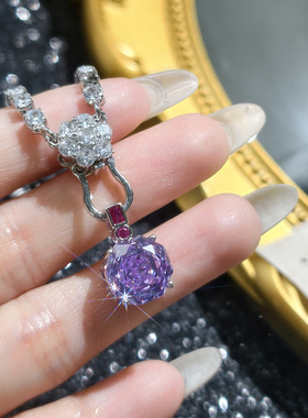 紫色银河星辉玫瑰千禧切工戒指女