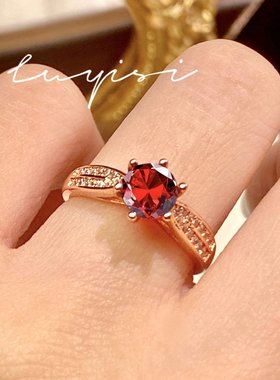 红宝石戒指时尚满钻低奢高端设计