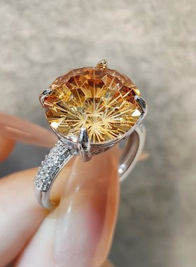 奢华精致仿天然烟花切工戒指女