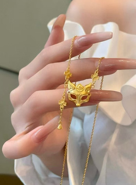 国潮金店狐狸面具项链国风东吊坠