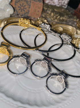 戒指满钻爆闪精工高碳钻彩宝简约