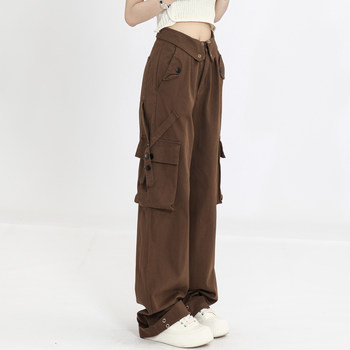 3MER Oh Oh Sanmei Flap Waist Overalls Women's Autumn and Winter's Winter Multi-Pocket Straight Pants American Street Casual Pants