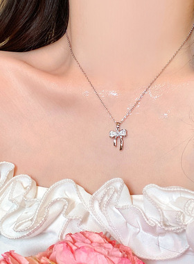 甜美轻奢满钻蝴蝶结锁骨链女