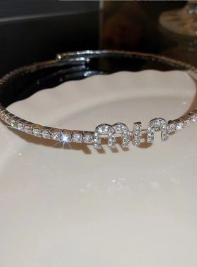 镶钻字母项圈choker项链高级感时尚小众辣妹同款发箍两戴颈饰