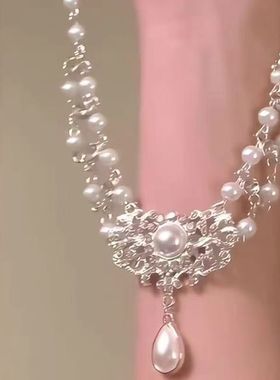 超闪锆石珍珠项链choker轻奢小众高级感项链女2024新款爆款锁骨链