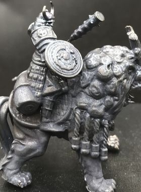 纯铜实心做旧神兽麒麟猛兽坐骑日本幕府武士精神盾牌手办模型摆件