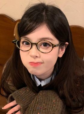 书呆子玳瑁椭圆平光眼镜女近视可配度数素颜显脸小防蓝光眼睛框架