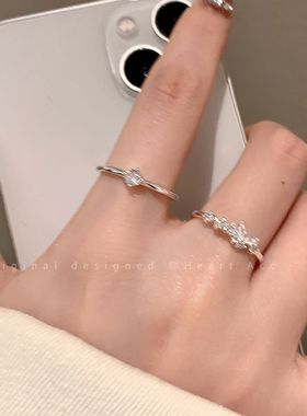 蝴蝶锆石开口戒指女2025新款爆款冷淡风食指戒轻奢小众设计感指环