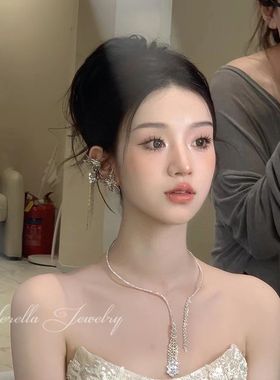 晚会满钻水钻项链2023年新款高级设计感锁骨链轻奢新娘结婚配饰品