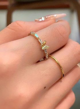 精致满钻蝴蝶锆石戒指女款ins小众设计高级感气质百搭食指戒指环