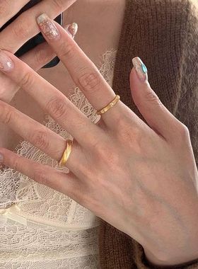 金色锆石系列戒指女夏季小众个性竹节气质百搭高级感食指戒指环