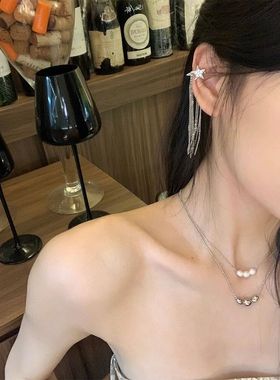 气质星星长款流苏耳环小众设计轻奢耳钉高级感耳饰女无耳洞耳骨夹