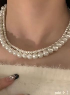 choker仙女配饰高级感锁骨链在逃公主珍珠合集 蝴蝶双层珍珠项链