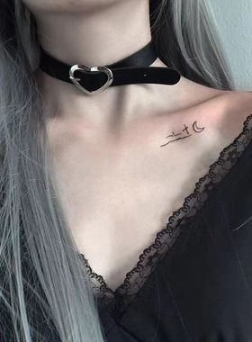 爱心黑色颈环朋克暗黑项圈脖颈饰品纯欲风辣妹项链choker皮质