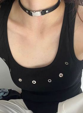 小众复古朋克皮革choker项圈颈带卡扣颈链链条简约个性臂环女