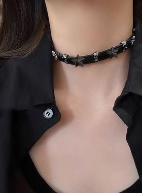 重工星星朋克y2k亚文化暗黑辣妹百搭甜酷风高级项圈颈链项链皮圈