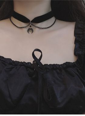 「月之使」朋克哥特小众设计暗黑蹦迪choker绑带颈链锁骨链女