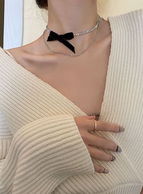 项链女新款蝴蝶结性感锁骨链小众轻奢choker2021项圈配饰脖颈链女