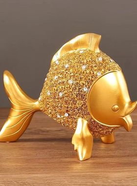 创意金鱼欧式摆件客厅轻奢年年有余树脂家居玄关装饰新年新年礼物