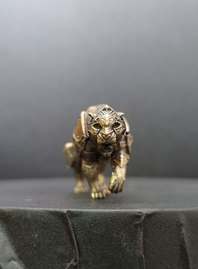 黄铜实心盔甲战虎仿真动物模型老虎东北虎礼物摆件书桌摆件小摆件