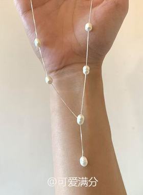 「月光女神」ins风珍珠流苏项链气质高颜值蝴蝶结choker锁骨链