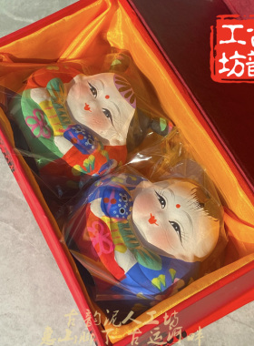 中国无锡惠山泥人 泥娃娃 特产 龙凤呈祥祥瑞麒麟摆件 送礼盒礼袋