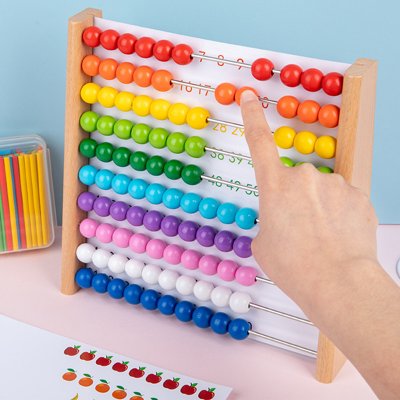 幼儿园启蒙计数器加减法1-100珠算架算盘蒙氏数感教具早教学数学