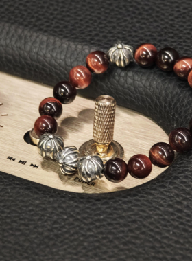 十字架泰银珠蓝虎石眼手串手链男