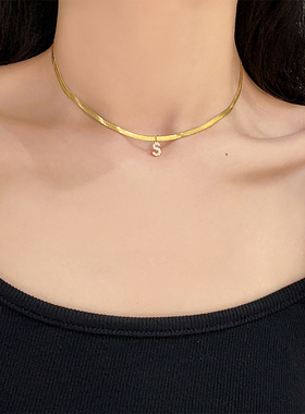小众设计高级感字母蛇骨项链女
