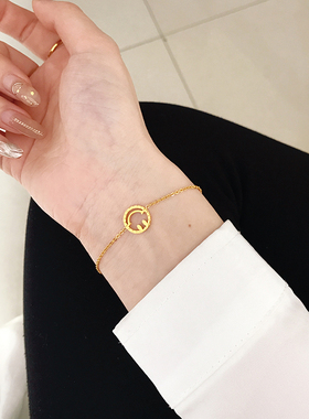 笑脸手链女ins小众18k韩版个性