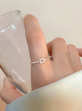 日韩简约珍珠方形戒指女