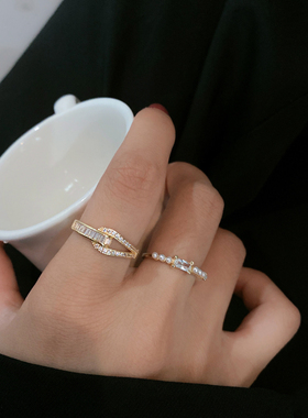 轻奢高级感女新潮ins玫瑰金戒指