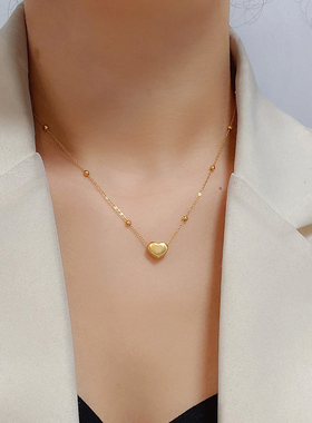 2021新款爱心项链女轻奢小众设计感黄金色ins潮简约冷淡风锁骨链