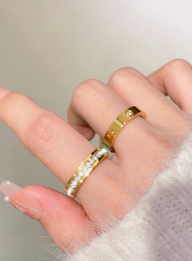 钛钢金超闪满天星戒指女