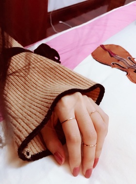 冷淡风素圈细戒指女in关节食指环