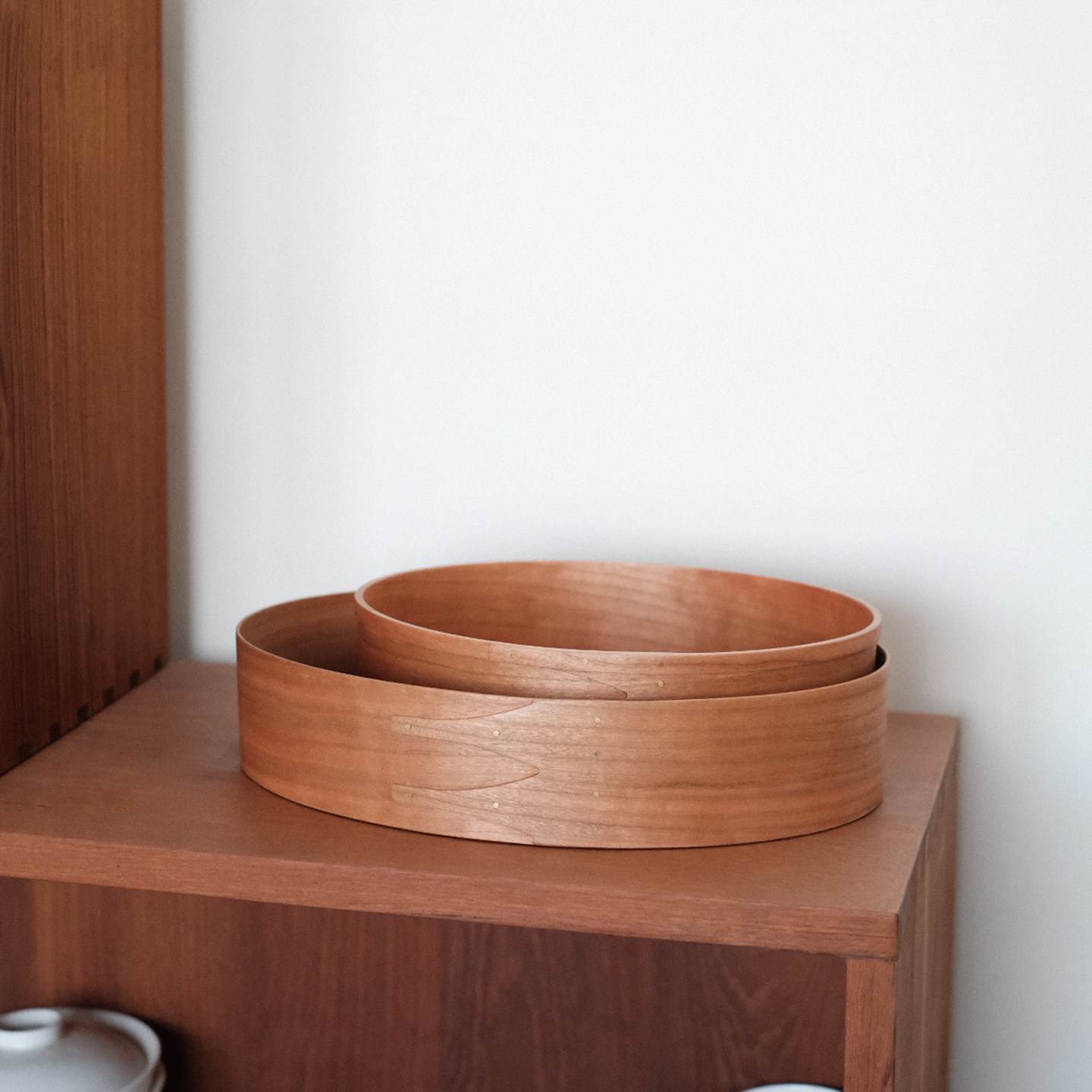 日常选物 夏克椭圆置物托盘 樱桃木收纳框
